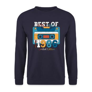 37e anniversaire Cassette Novembre Vintage 1986 - Sweat-shirt Unisexe - marine - Devant - Alina (178cm) & Michal (187cm)