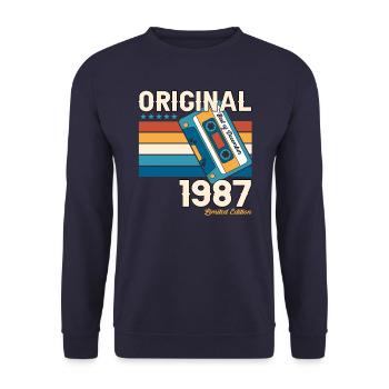 36e anniversaire Cassette décembre Vintage 1987 - Sweat-shirt Unisexe - marine - Devant - Alina (178cm) & Michal (187cm)