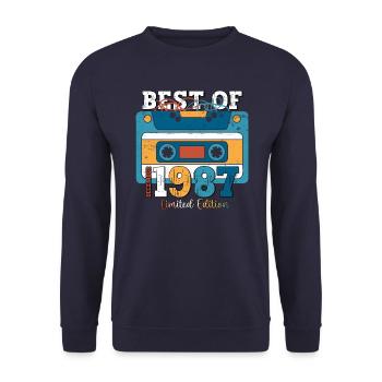 36e anniversaire décembre Vintage 1987 cassette - Sweat-shirt Unisexe - marine - Devant - Alina (178cm) & Michal (187cm)