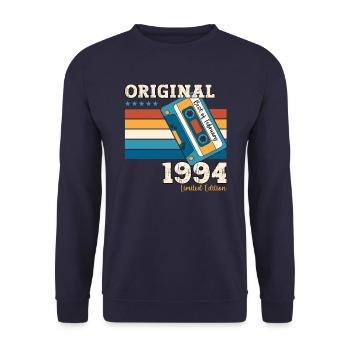 30e anniversaire mari février Vintage 1994 Cassette - Sweat-shirt Unisexe - marine - Devant - Alina (178cm) & Michal (187cm)
