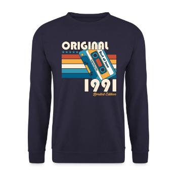 33rd Birthday Cassette June 1991 Vintage 1991 - Unisex Sweatshirt - navy - Front - Alina (178cm) & Michal (187cm)