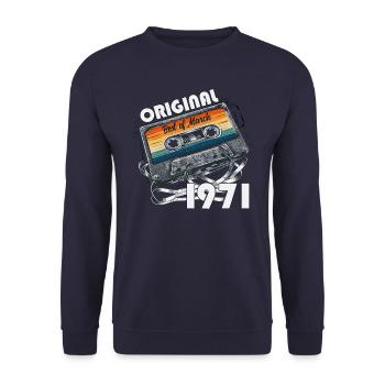 55ème anniversaire cadeau mari cassette mars 1971 - Sweat-shirt Unisexe - marine - Devant - Alina (178cm) & Michal (187cm)