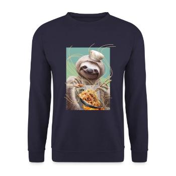 SLOTH MEE GORENG - Unisex Sweatshirt - navy - Front - Alina (178cm) & Michal (187cm)