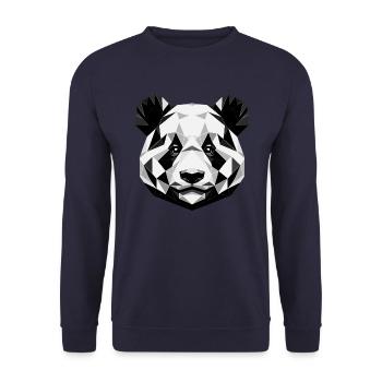 Abstract Geometric Panda - Monochrome Design - Unisex Sweatshirt - navy - Front - Alina (178cm) & Michal (187cm)