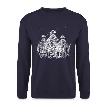 Feuerwehrmann Firefighter - Unisex Pullover - Navy - Vorne - Alina (178cm) & Michal (187cm)