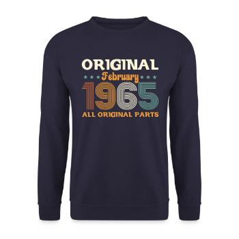 60. Geburtstag Geschenk Mann Original Februar 1965 - Unisex Pullover - Navy - Vorne - Alina (178cm) & Michal (187cm)