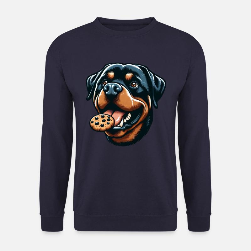 Rottweiler with hamburger and biscuit - Unisex Sweatshirt - navy