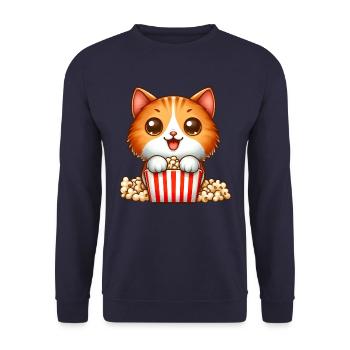 Giraffe Popcorn Kino Film Filme Filmabend - Unisex Pullover - Navy - Vorne - Alina (178cm) & Michal (187cm)