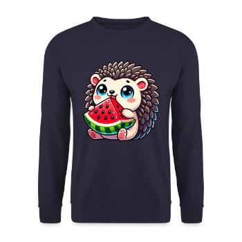 Hérisson avec conception de fruits d’été de pastèque - Sweat-shirt Unisexe - marine - Devant - Alina (178cm) & Michal (187cm)