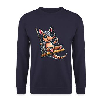 Funny Armadillo Swing Cartoon Playground - Unisex Sweatshirt - navy - Front - Alina (178cm) & Michal (187cm)