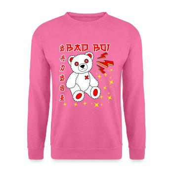 Bad Boi | teddy bear - Sweat-shirt Unisexe - rose - Devant