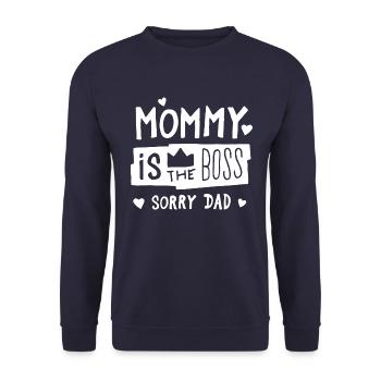 Maman est le patron. Fête des mères - Sweat-shirt Unisexe - marine - Devant - Alina (178cm) & Michal (187cm)