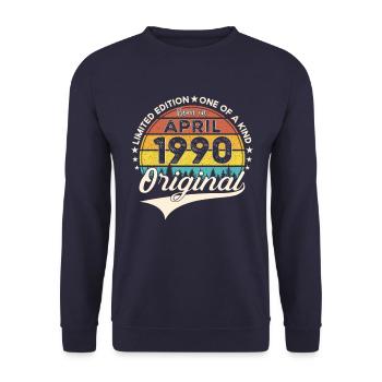 33rd birthday man April Born 1990 Original - Unisex Sweatshirt - navy - Front - Alina (178cm) & Michal (187cm)