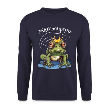 Frosch Kröte Märchenprinz Froschkönig Charming - Unisex Pullover - Navy - Vorne - Alina (178cm) & Michal (187cm)