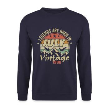 Vintage-Jubiläum – Hergestellt im Juli 1990 - Unisex Pullover - Navy - Vorne - Alina (178cm) & Michal (187cm)