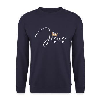 Jesus, Christian, Jesus - Unisex Sweatshirt - navy - Front - Alina (178cm) & Michal (187cm)