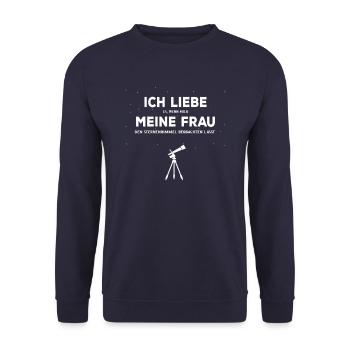 Teleskop Astronomie lustige Sprüche Geschenkidee - Unisex Pullover - Navy - Vorne - Alina (178cm) & Michal (187cm)