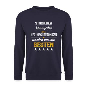 Kfz Mechatroniker Mechaniker Auto Werkstatt Spruch - Unisex Pullover - Navy - Vorne - Alina (178cm) & Michal (187cm)