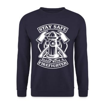 Be sure to sleep with a firefighter - Unisex Sweatshirt - navy - Front - Alina (178cm) & Michal (187cm)