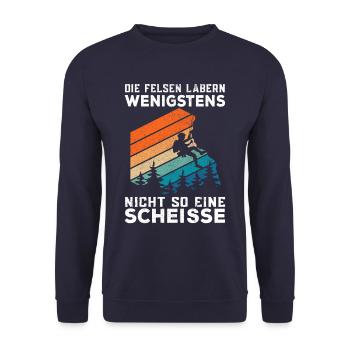 Klettern Bouldern Bergsteigen lustiger Spruch - Unisex Pullover - Navy - Vorne - Alina (178cm) & Michal (187cm)