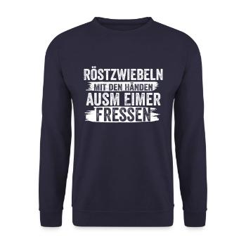 Röstzwiebeln - Unisex Pullover - Navy - Vorne - Alina (178cm) & Michal (187cm)
