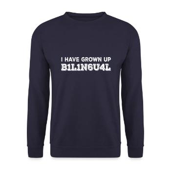 i have grown up bilingual 1337 - Unisex Pullover - Navy - Vorne - Alina (178cm) & Michal (187cm)