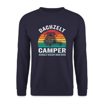 Dachzelt Camping - Autozelt Abenteuer Dachzelten - Unisex Pullover - Navy - Vorne - Alina (178cm) & Michal (187cm)