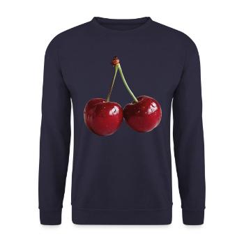 Cherries - Unisex Sweatshirt - navy - Front - Alina (178cm) & Michal (187cm)