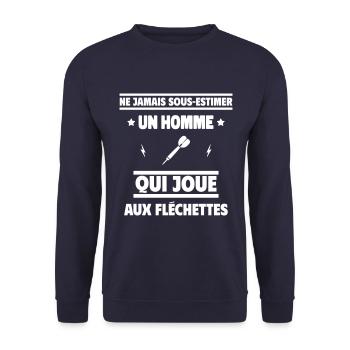 un homme qui joue aux fléchettes - Sweat-shirt Unisexe - marine - Devant - Alina (178cm) & Michal (187cm)