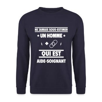 un homme qui est aide-soignant - Sweat-shirt Unisexe - marine - Devant - Alina (178cm) & Michal (187cm)