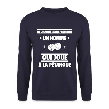 un homme qui joue à la pétanque - Sweat-shirt Unisexe - marine - Devant - Alina (178cm) & Michal (187cm)