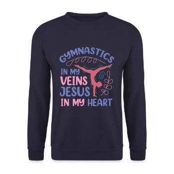 Gymnastics Jesus Gymnast - Unisex Pullover - Navy - Vorne - Alina (178cm) & Michal (187cm)