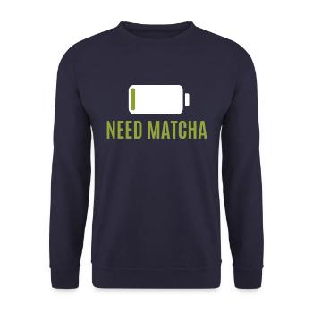 I need Matcha - Unisex Pullover - Navy - Vorne - Alina (178cm) & Michal (187cm)
