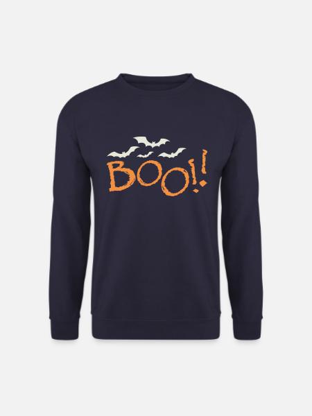 Boo!! Kids Halloween Adorable Ghostly Design Tee - Unisex Sweatshirt - navy