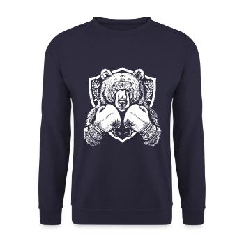 Grizzly Bear Boxer Boxing MMA - Unisex Sweatshirt - navy - Front - Alina (178cm) & Michal (187cm)