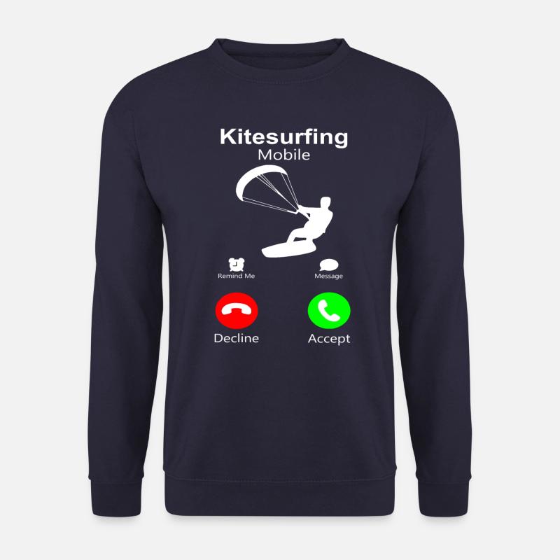 Kitesurfing Mobile Call me Kite Surfer Telefon Fun - Unisex Pullover - Navy