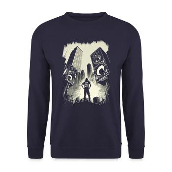 Make Some Noise! - Unisex Sweatshirt - navy - Front - Alina (178cm) & Michal (187cm)