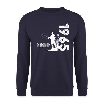 60ème Anniversaire Pêcheur Pêche 1965 Millésime 1965 - Sweat-shirt Unisexe - marine - Devant - Alina (178cm) & Michal (187cm)
