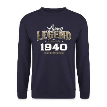 85. Geburtstag Legendär seit Januar Jahrgang 1940 - Unisex Pullover - Navy - Vorne - Alina (178cm) & Michal (187cm)