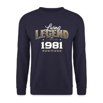 44e anniversaire Légendaire depuis janvier Né en 1981 - Sweat-shirt Unisexe - marine - Devant - Alina (178cm) & Michal (187cm)