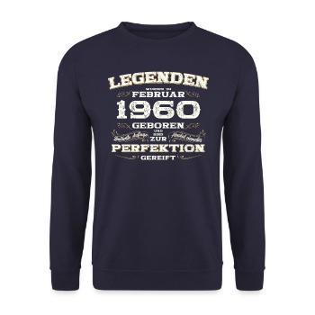 65th Birthday Gift Husband Original February 1960 - Unisex Sweatshirt - navy - Front - Alina (178cm) & Michal (187cm)