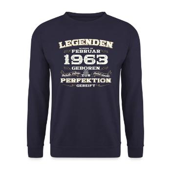 62ème anniversaire cadeau mari Original février 1963 - Sweat-shirt Unisexe - marine - Devant - Alina (178cm) & Michal (187cm)