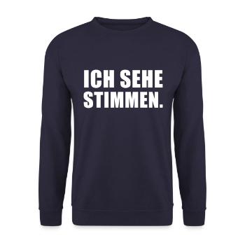 Ich sehe Stimmen - Unisex Pullover - Navy - Vorne - Alina (178cm) & Michal (187cm)