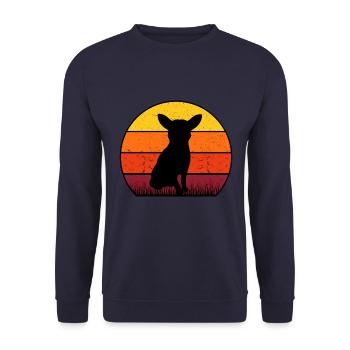 Chihuahua Retro Sunset Bandana - Unisex Pullover - Navy - Vorne - Alina (178cm) & Michal (187cm)