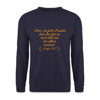 Herr Du Gibst Frieden - Jesaja 26,3 - Unisex Pullover - Navy - Vorne - Alina (178cm) & Michal (187cm)