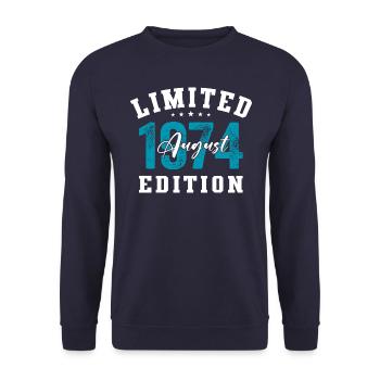 50th Birthday Original August 1974 Year 1974 - Unisex Sweatshirt - navy - Front - Alina (178cm) & Michal (187cm)