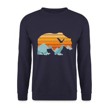 Vintage en plein air Grizzly Bear - Sweat-shirt Unisexe - marine - Devant - Alina (178cm) & Michal (187cm)