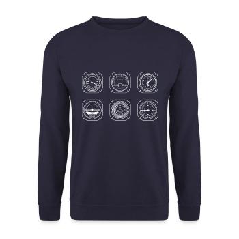 Aviation Cockpit Pilot Aircraft Airport VFR - Unisex Sweatshirt - navy - Front - Alina (178cm) & Michal (187cm)