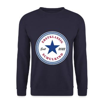 Kinder Einschulung Grundschule Erste Klasse Schule - Unisex Pullover - Navy - Vorne - Alina (178cm) & Michal (187cm)