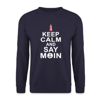 Keep calm and say moin Nordsee Ostee T-Shirt - Unisex Pullover - Navy - Vorne - Alina (178cm) & Michal (187cm)
